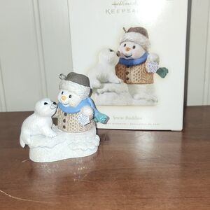 Hallmark Keepsake Snow Buddies Ornament - White, Blue, Brown